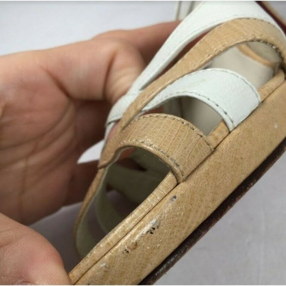 Tommy Hilfiger Women's Sandals Strappy Mid Heels White Tan Size 7 - Picture 8 of 10